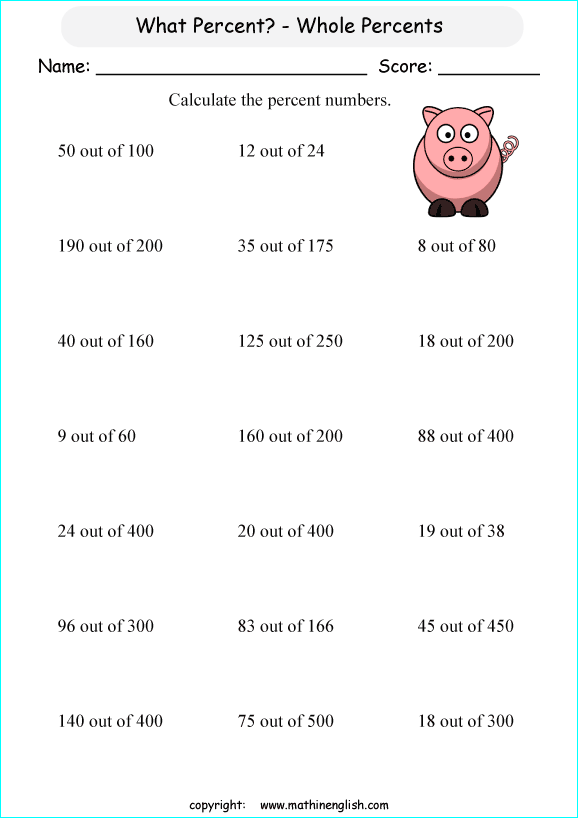 7th grade math worksheets percentage word problems
