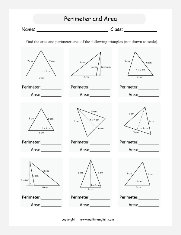 perimeter and area worksheets for grade 6