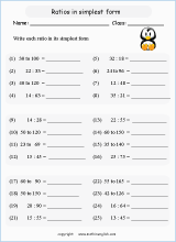 equivalent ratios math worksheets for grade 1 to 6 