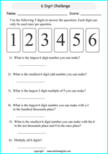 printable math place value of big number worksheets for kids in primary and elementary math class 