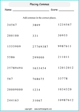 printable math place value of big number worksheets for kids in primary and elementary math class 