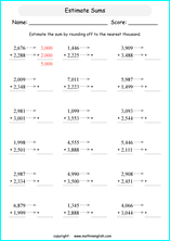 printable math addition estimation worksheets