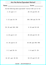 equivalent ratios math worksheets for grade 1 to 6 