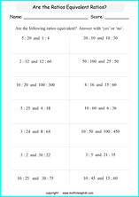 equivalent ratios math worksheets for grade 1 to 6 