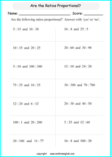 calculating proportions math worksheets for grade 1 to 6 