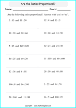 calculating proportions math worksheets for grade 1 to 6 