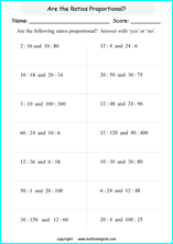 calculating proportions math worksheets for grade 1 to 6 