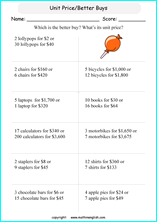 unit rates proportions math worksheets for grade 1 to 6 