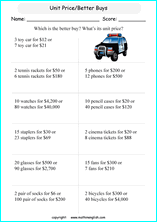 unit rates proportions math worksheets for grade 1 to 6 