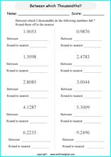 printable rounding off decimals worksheets for kids in primary and elementary math class 