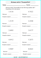 printable math rounding off decimals worksheets for kids in primary and elementary math class 