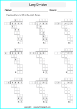 printable multiples big number long division worksheets for kids in primary and elementary math class 