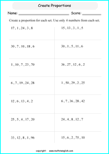 calculating proportions math worksheets for grade 1 to 6 