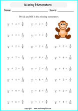 printable dividing fractions worksheets for kids in primary and elementary math class 