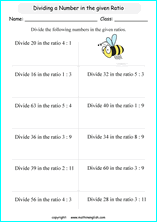 Printable ratio and Proportion worksheets for grade 5 and 6 math