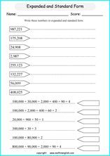 printable math place value of big number worksheets for kids in primary and elementary math class 