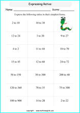 fiding ratios math worksheets for grade 1 to 6 