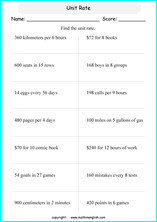 unit rates proportions math worksheets for grade 1 to 6 