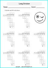 printable multiples big number long division worksheets for kids in primary and elementary math class 