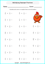 printable improper and mixed fractions worksheets for kids in primary and elementary math class 