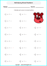 printable multiplying fractions worksheets for kids in primary and elementary math class 