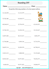 printable math rounding off big numbers worksheets for kids in primary and elementary math class 