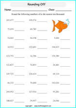 printable math rounding off big numbers worksheets for kids in primary and elementary math class 