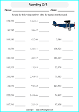 printable math rounding off big numbers worksheets for kids in primary and elementary math class 