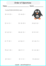 math order of operations worksheets using the bodmas and pemdas rules for math education based on the singapore math curriculum