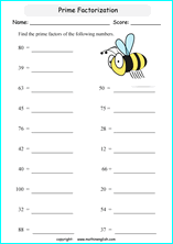 prime factorization worksheets for grade 1 to 6 