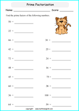 prime factorization worksheets for grade 1 to 6 