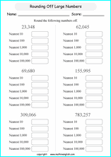 Printable rounding off worksheets with whole numbers and decimal