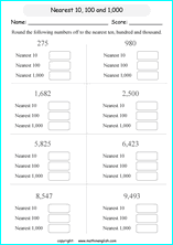 printable math rounding off the nearest 1,000 worksheets for kids in primary and elementary math class 