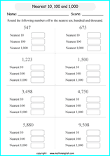 printable math rounding off the nearest 1,000 worksheets for kids in primary and elementary math class 