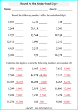 printable math rounding off the nearest 1,000 worksheets for kids in primary and elementary math class 