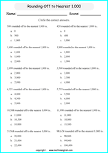 printable math rounding off the nearest 1,000 worksheets for kids in primary and elementary math class 