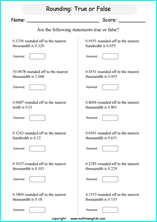 printable rounding off decimals worksheets for kids in primary and elementary math class 