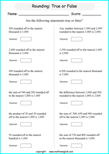 printable math rounding off the nearest 1,000 worksheets for kids in primary and elementary math class 