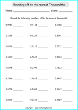 printable rounding off decimals worksheets for kids in primary and elementary math class 