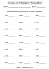 printable rounding off decimals worksheets for kids in primary and elementary math class 