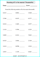 printable math rounding off decimals worksheets for kids in primary and elementary math class 