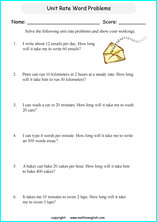 unit rates proportions math worksheets for grade 1 to 6 