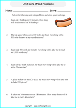 unit rates proportions math worksheets for grade 1 to 6 