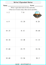 equivalent ratios math worksheets for grade 1 to 6 