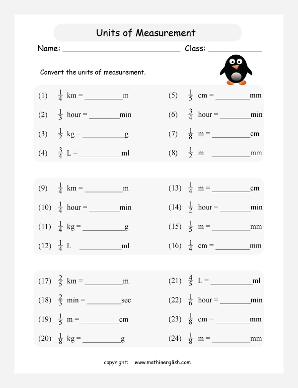 length conversion metric units worksheets for primary math  