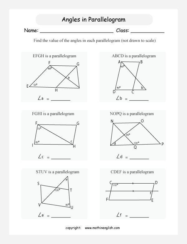  angles in shapes and polygons geometry math worksheets for primary math class 