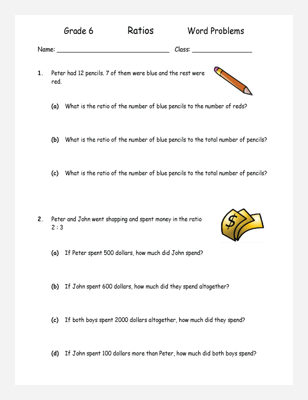 equivalent ratios math worksheets for grade 1 to 6