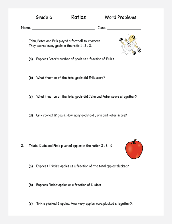 finding ratios math worksheets for grade 1 to 6 