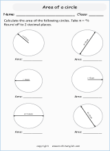 Calculate the area of these quarter and semi circles. Use the grids to ...