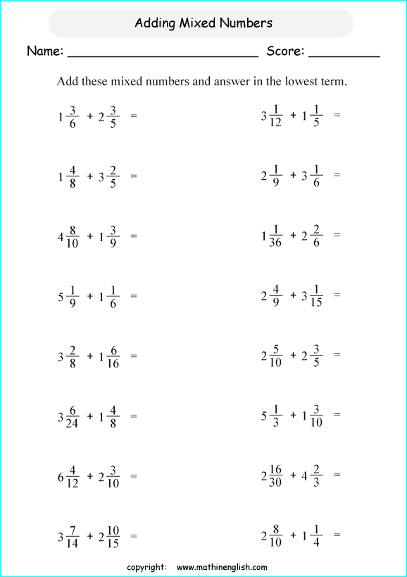 printable math unlike fraction subtraction worksheets for kids in primary and elementary math class 